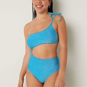 PINK Victoria's Secret Shimmer One Shoulder One Piece sz XL NWT